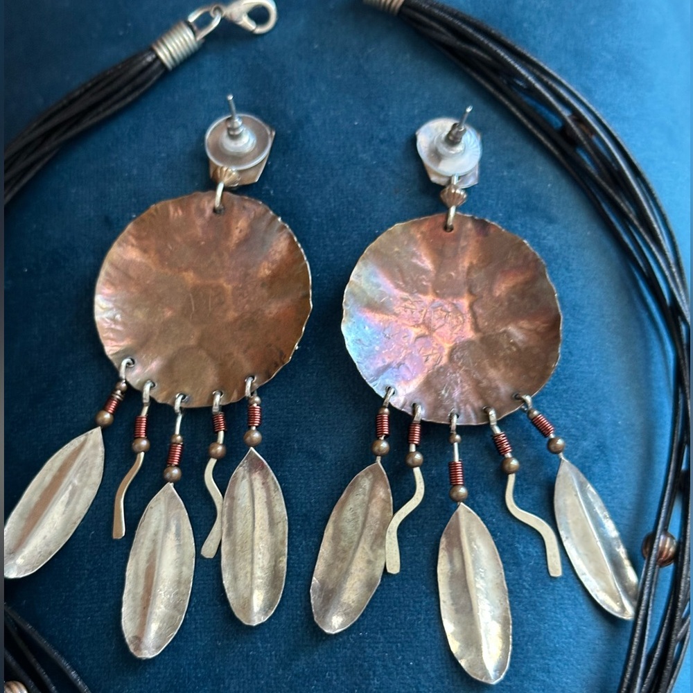 Earrings and Nicklace Jewelry Set -“Princess Warrior “ /Boho, Western, Native . - Picture 11 of 15